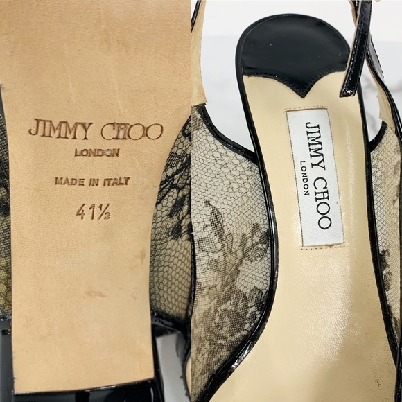 Jimmy Choo Nova Black Floral Lace Mesh Slingback Sandal Heels 41.5 - Picture 13 of 14